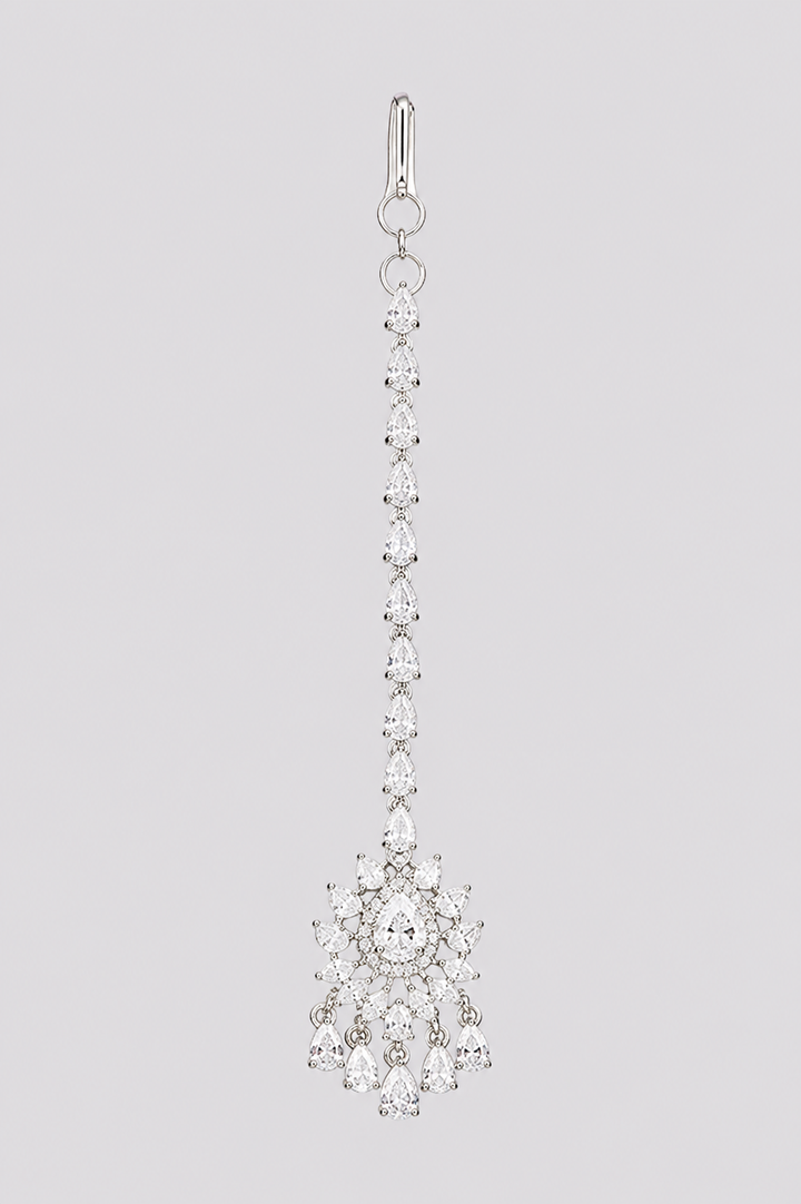 Shruti White Finish Diamond Maangtika