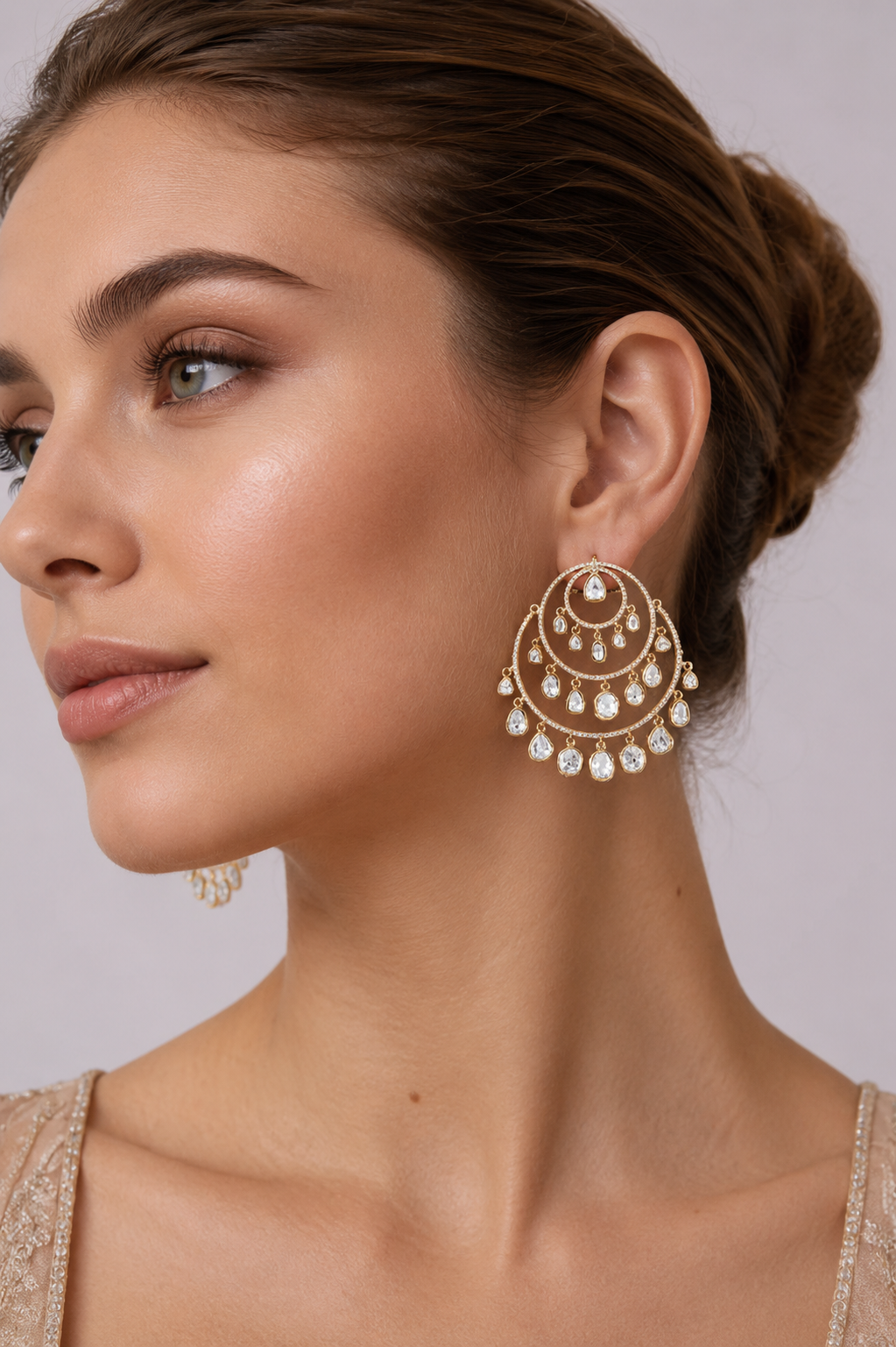 Anjuni Two Tone Finish Polki Chandbalis