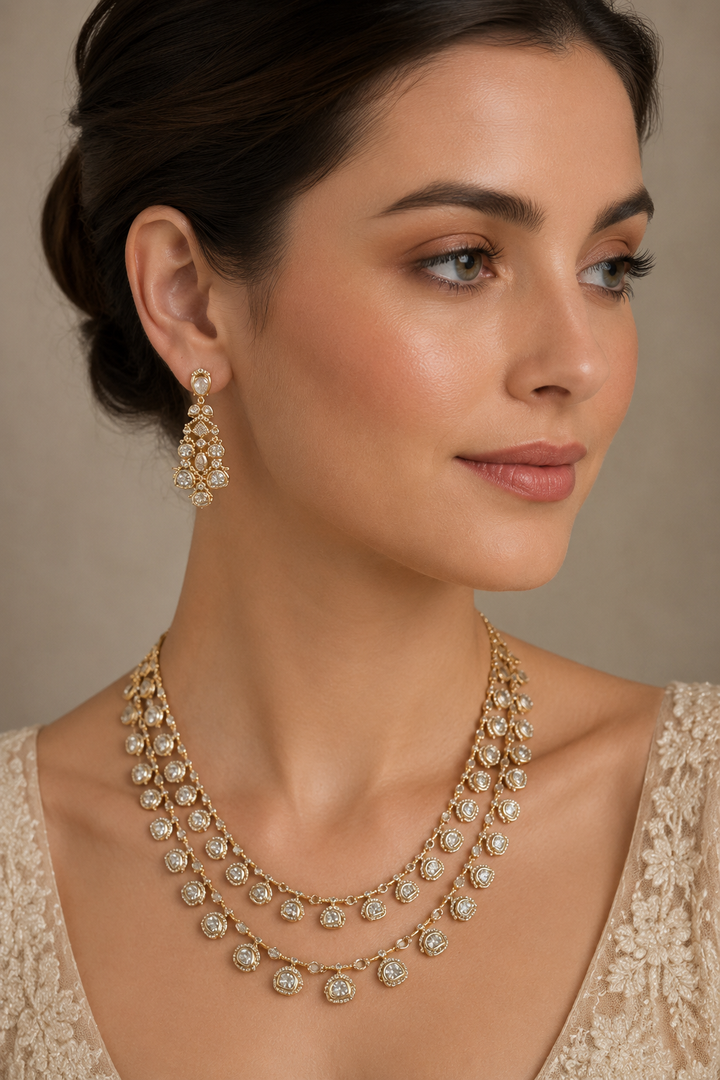 Yashira Gold Finish Moissanite Long Set