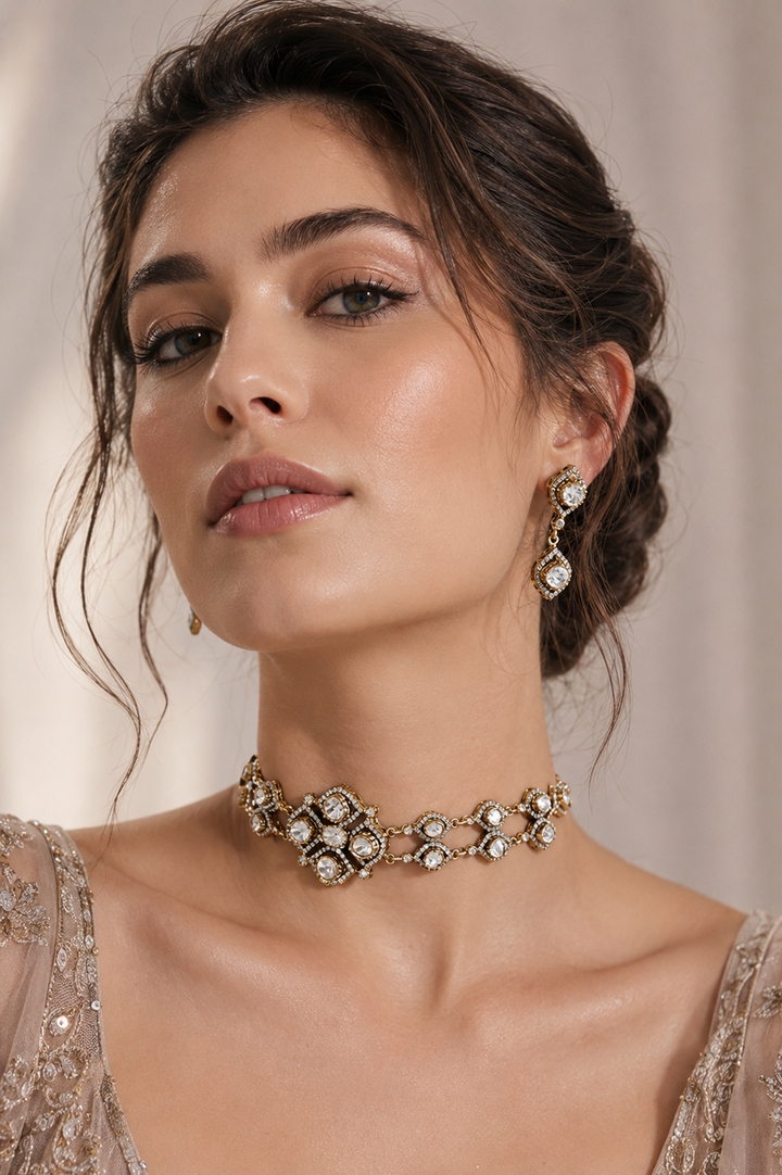 Vibhuti Two Tone Finish Polki Choker