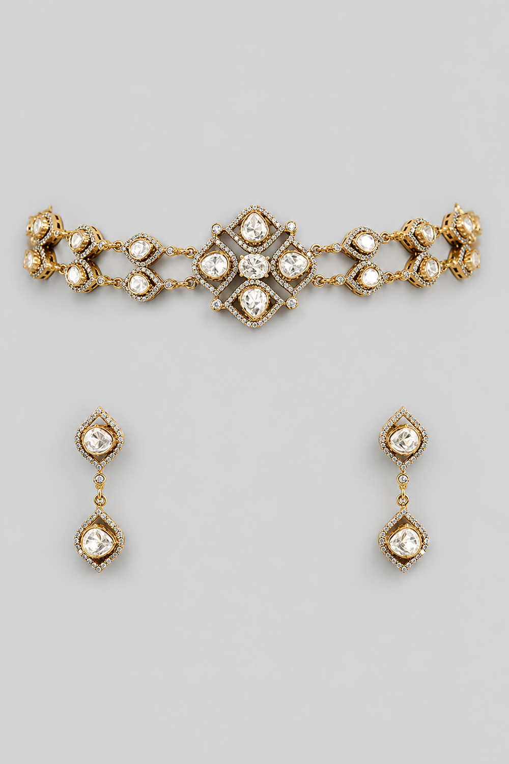 Vibhuti Two Tone Finish Polki Choker - alternate view