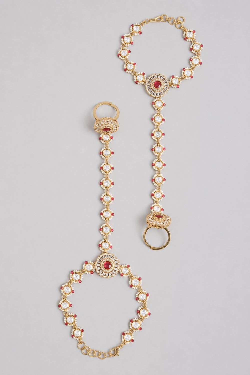 Yamini Red Kundan Hathphool - alternate view