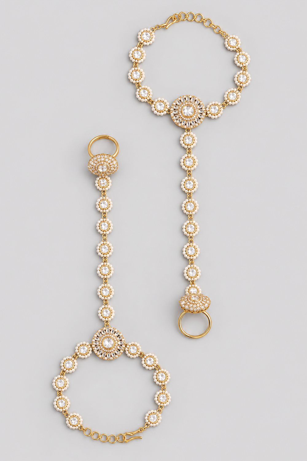 Yamini Gold Finish Kundan Hathphool - alternate view