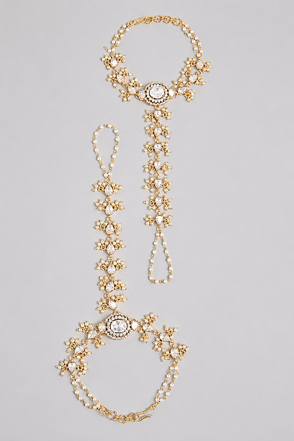 Gaurika Gold Finish Pearl Kundan Hathphool - alternate view