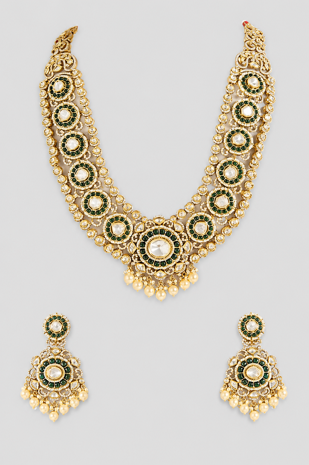 Ratnika Two Tone Green Polki Long Set - alternate view