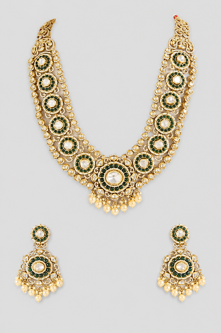 Ratnika Two Tone Green Polki Long Set