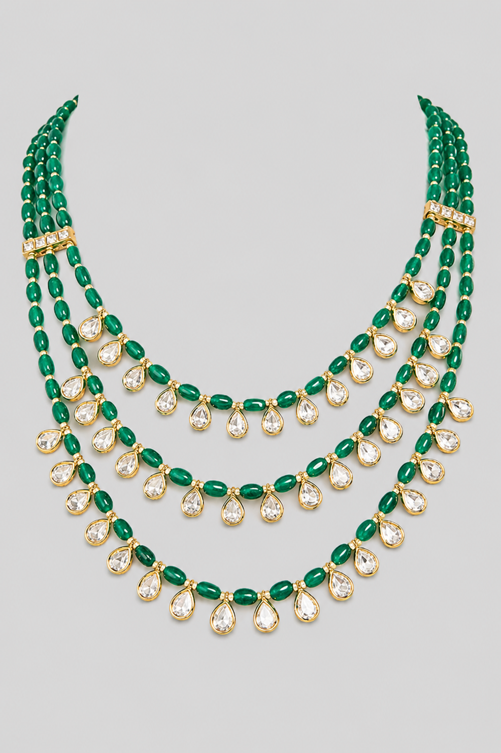 Aarohini Green Bead Kundan Long Set - alternate view
