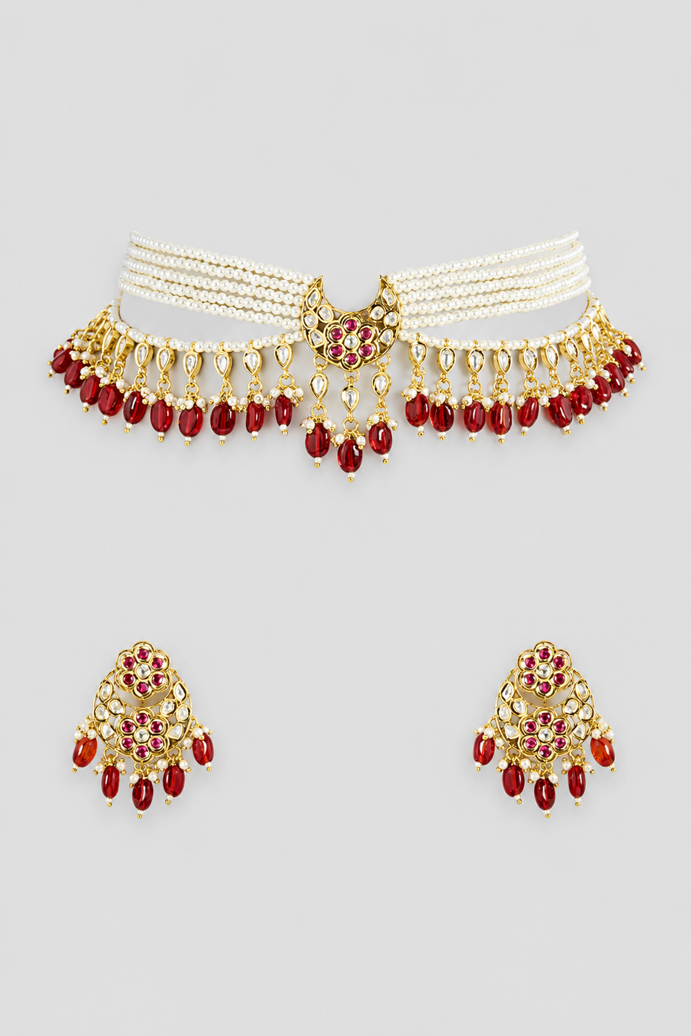 Chandrikaa Red Pearl Kundan Choker - alternate view