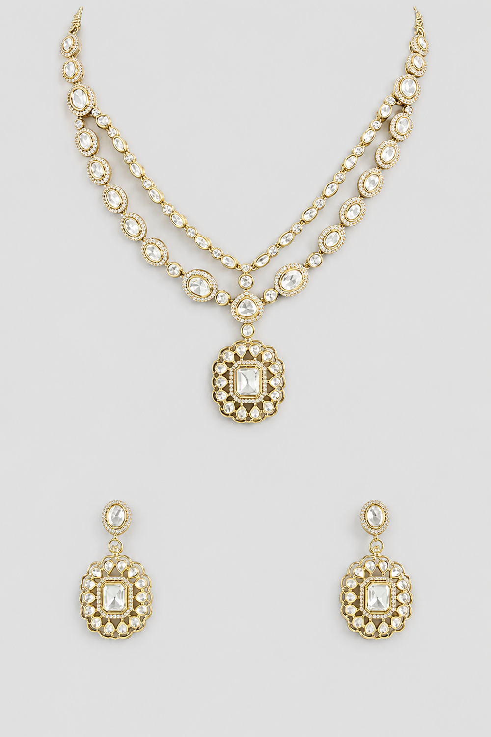 Hemangi Two Tone Polki Necklace Set - alternate view