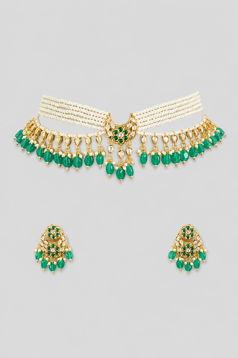 Chandrikaa Green Pearl Kundan Choker - alternate view