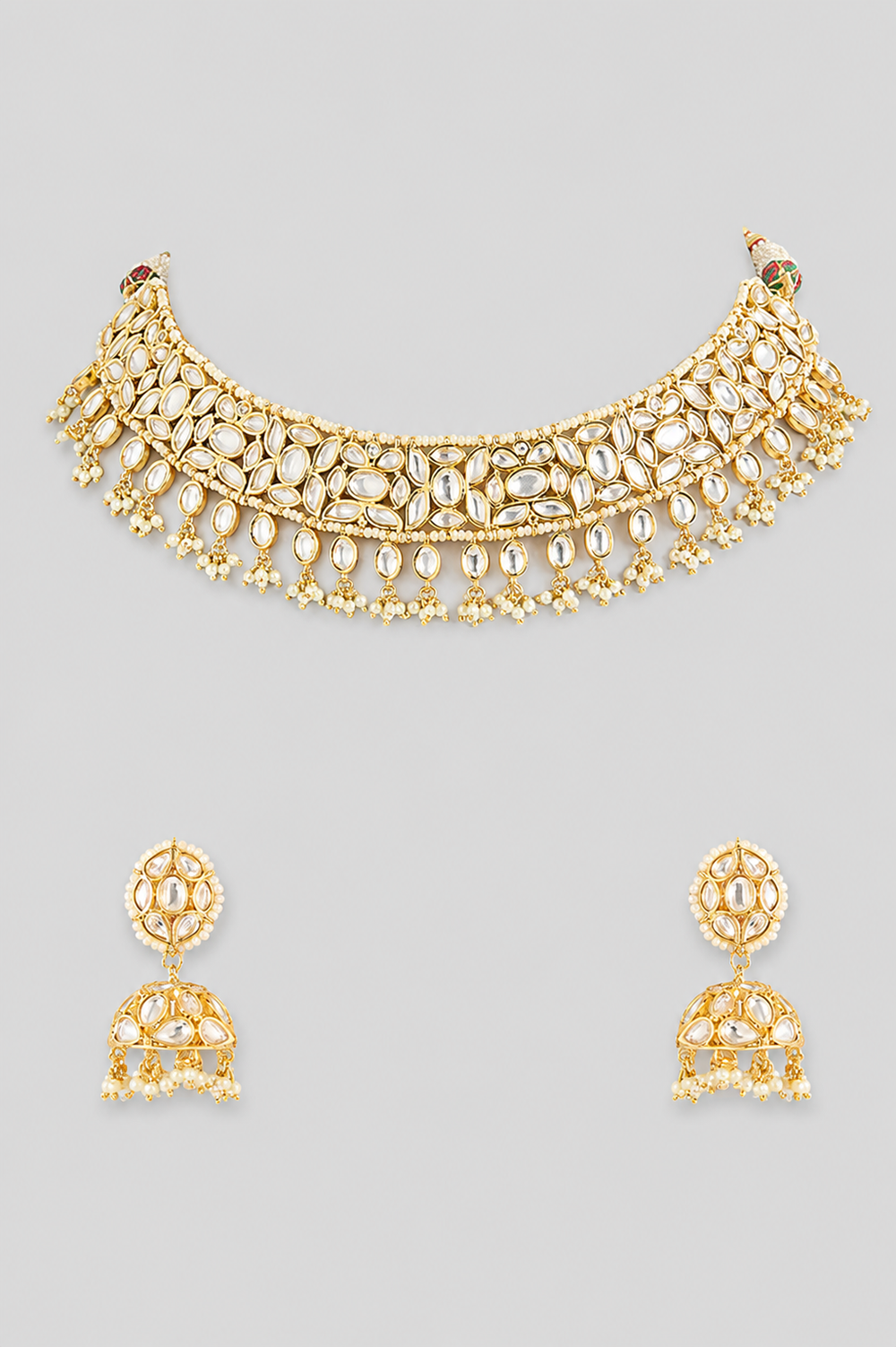Swarnikaa Gold Finish Kundan Necklace Set - alternate view