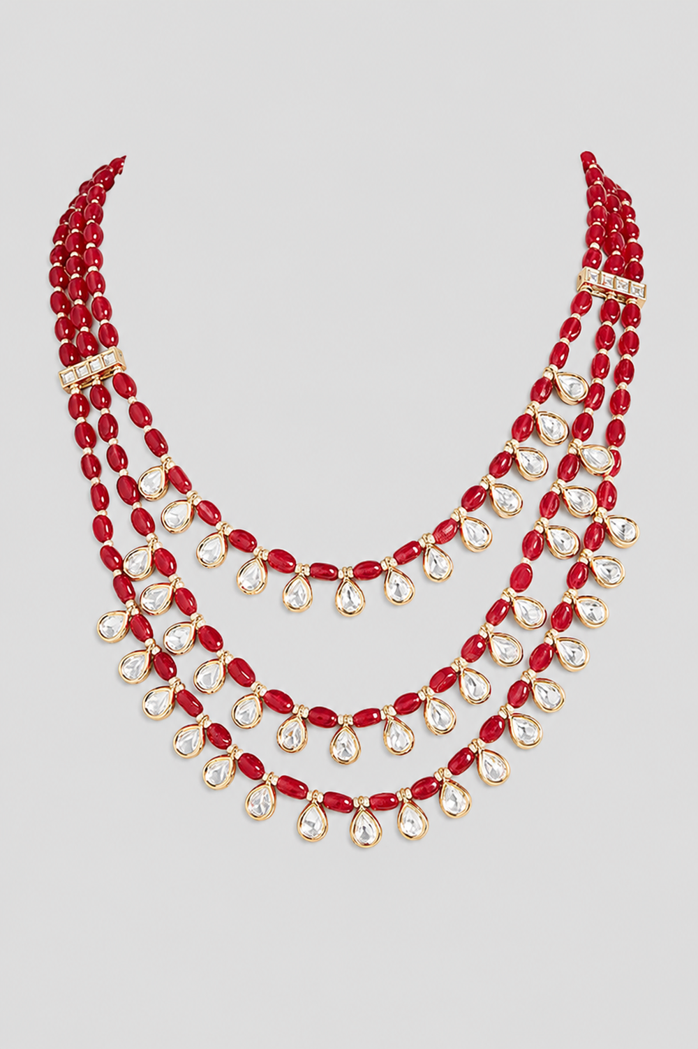 Aarohini Red Bead Kundan Long Set - alternate view