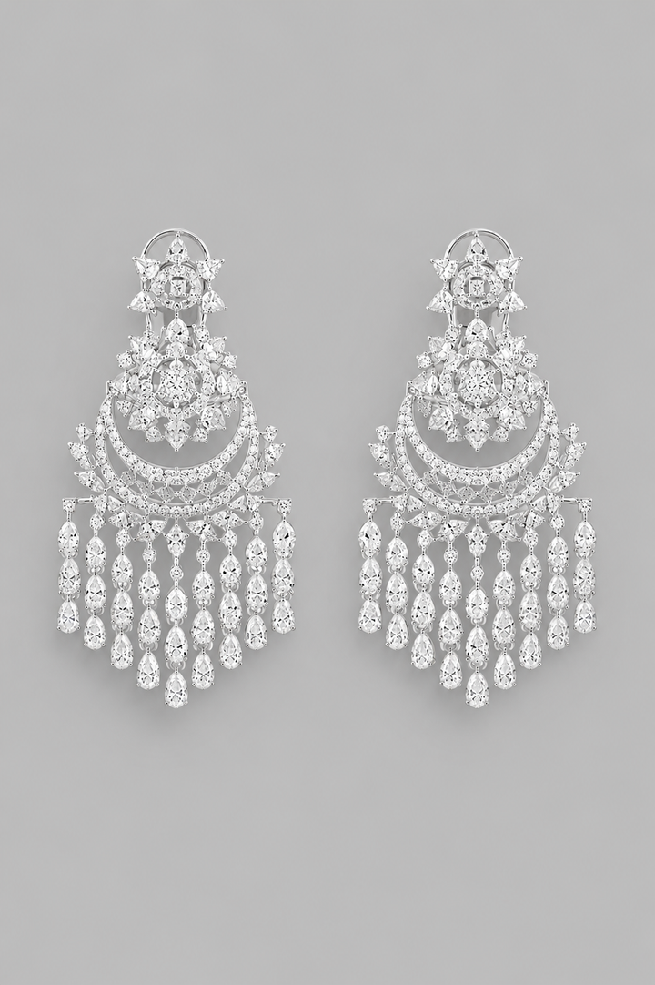 Eshita White Finish Diamond Earrings
