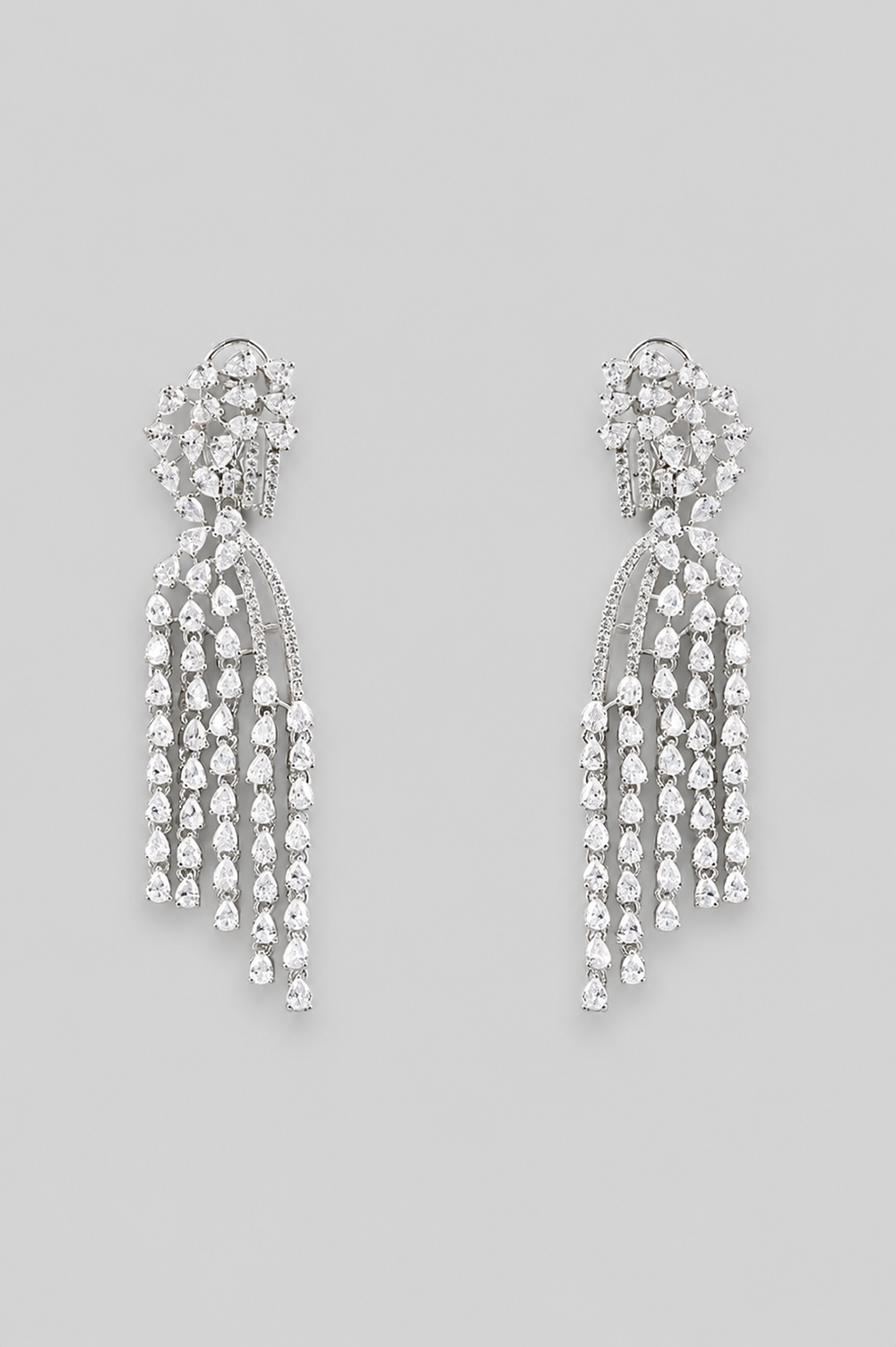 Vedika White Finish Diamond Earrings - alternate view