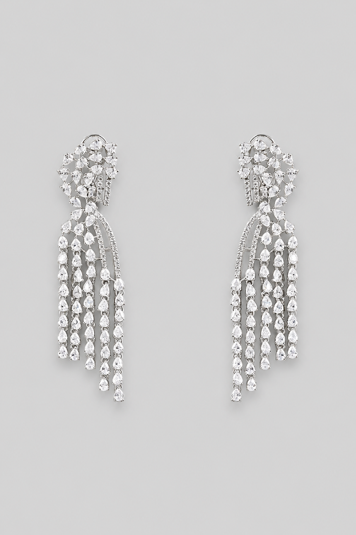 Vedika White Finish Diamond Earrings