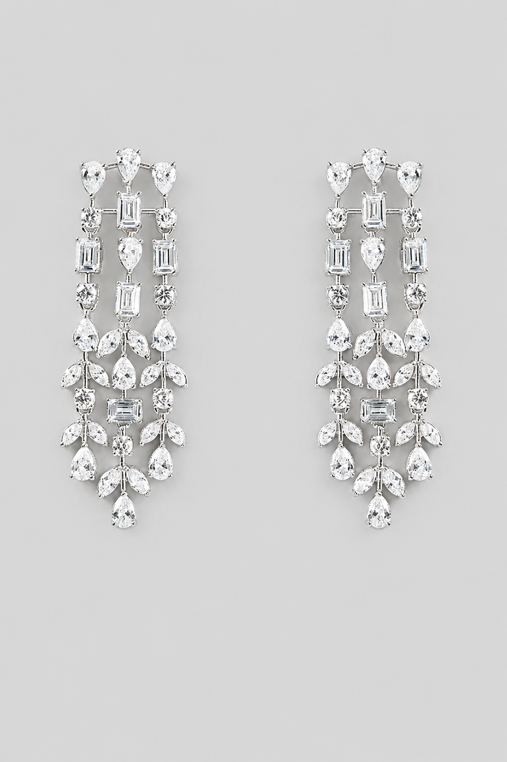 Mahira White Finish Diamond Earrings - alternate view
