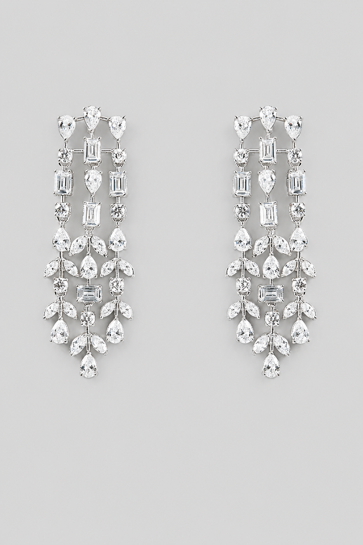 Mahira White Finish Diamond Earrings