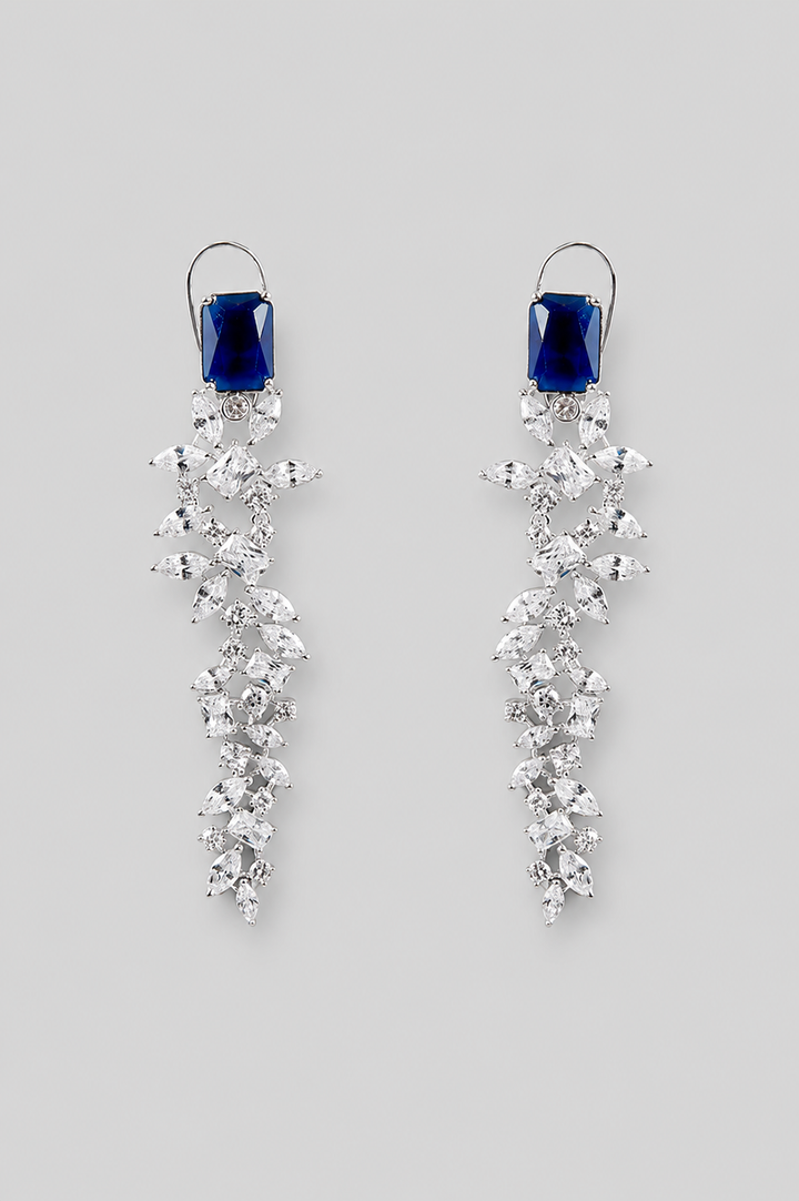Iraaya Sapphire White Finish Diamond Earrings