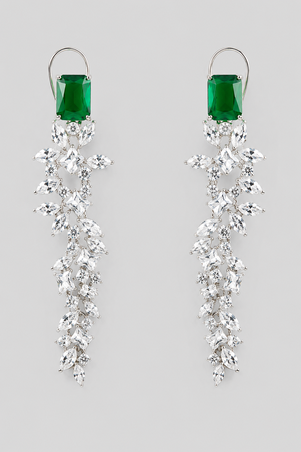 Iraaya Emerald White Finish Diamond Earrings - alternate view