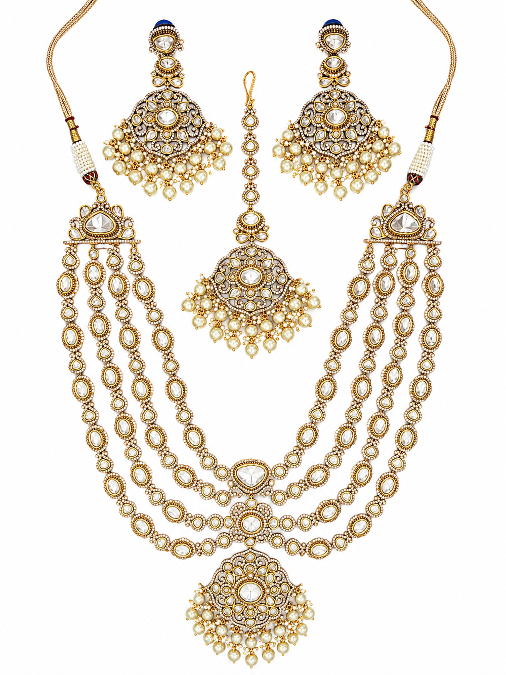 Riaanika Two Tone Finish Polki Long Set - alternate view