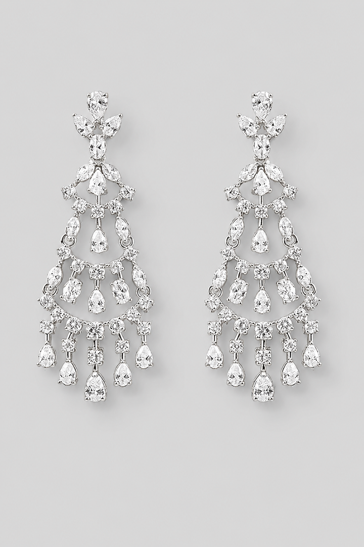 Mahira White Finish Diamond Earrings
