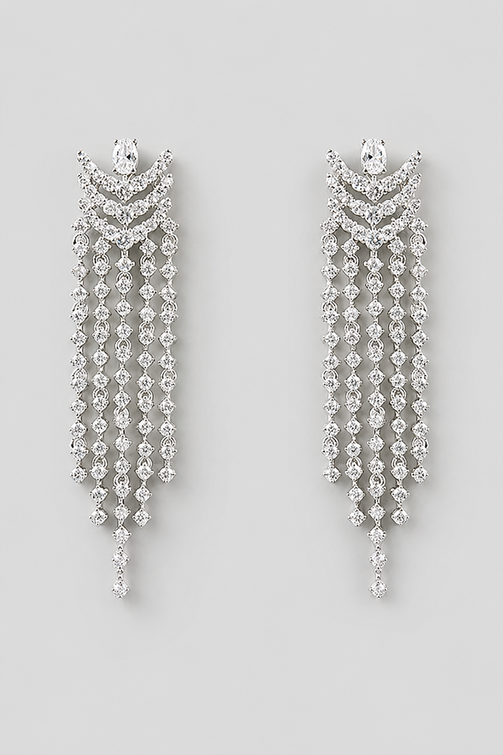 Aabha White Finish Diamond Earrings