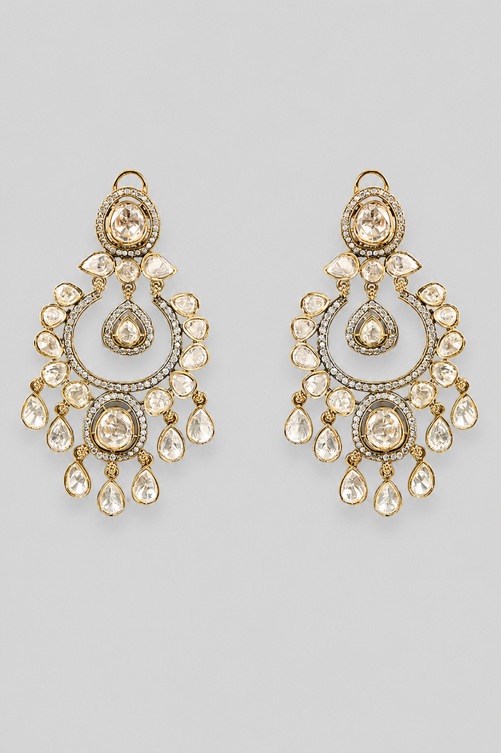 Yashvi Two Tone Finish Polki Chandbalis