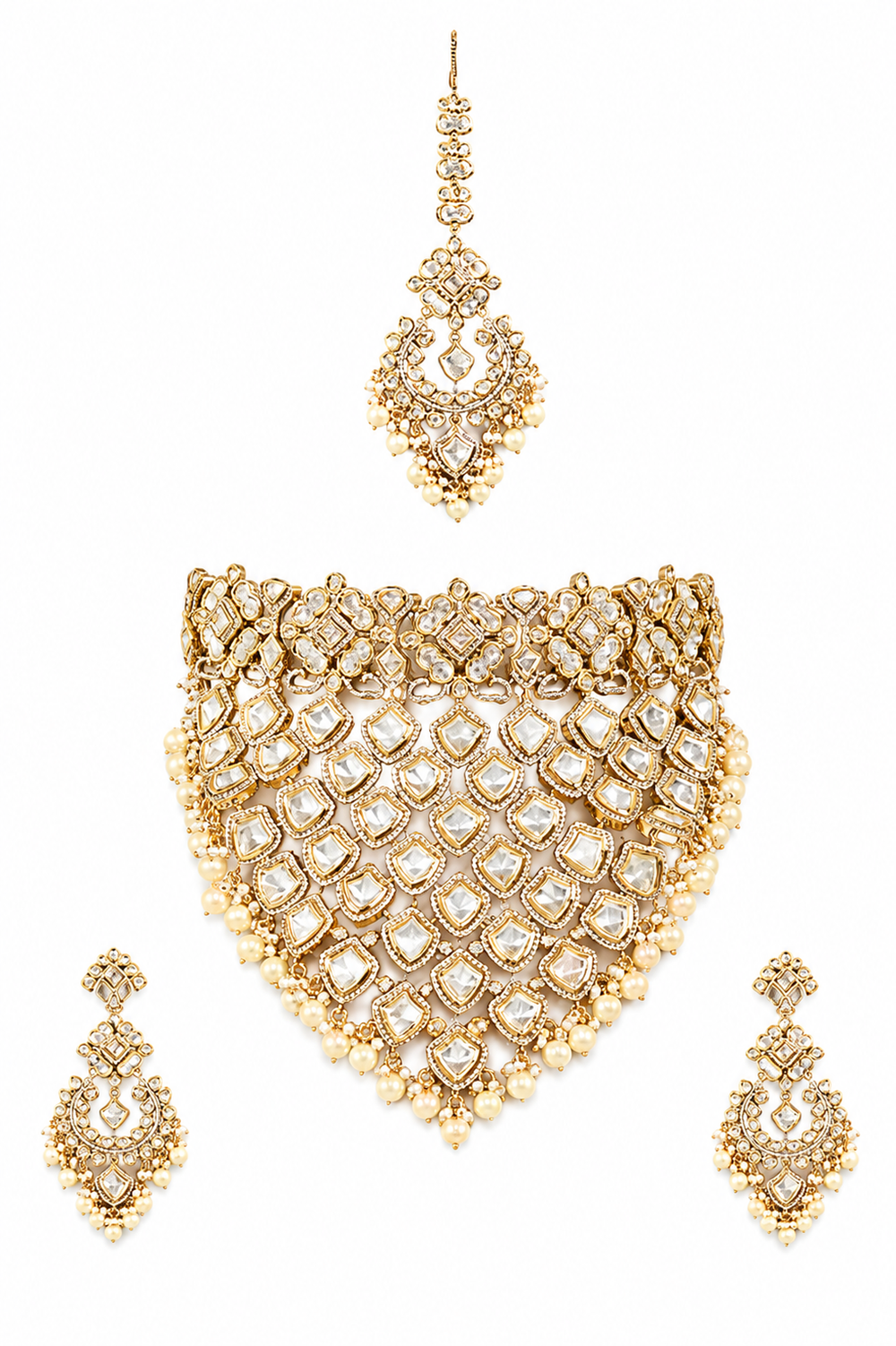 Gul Two Tone Finish Polki Bridal Set - alternate view