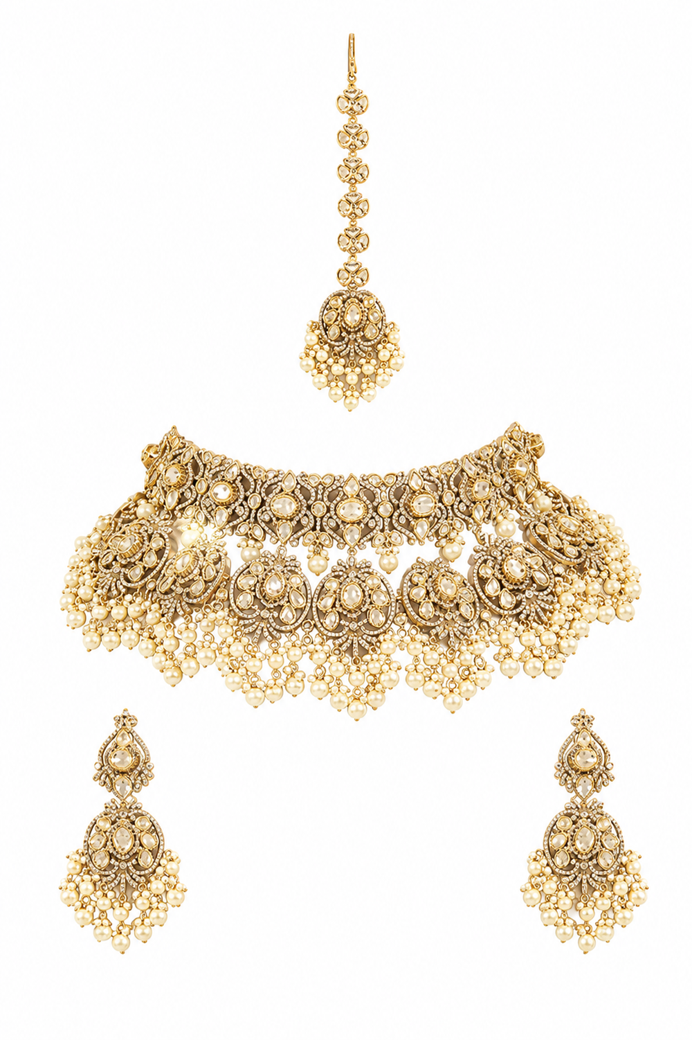 Advika Two Tone Finish Polki Bridal Set - alternate view