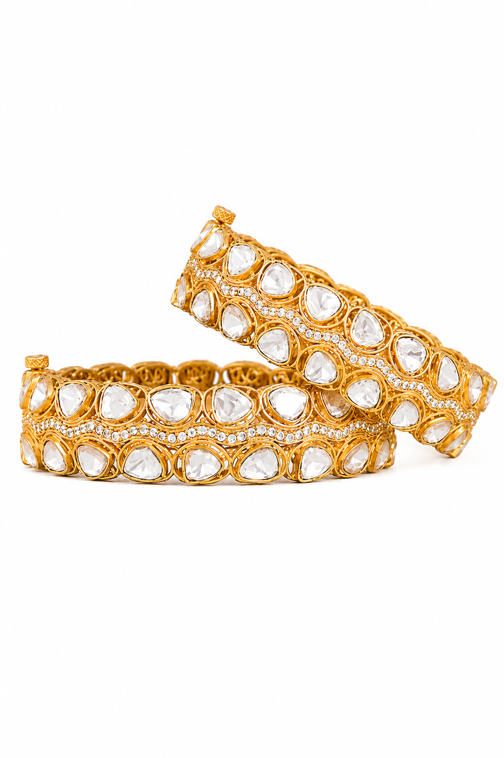Charu Gold Finish Moissanite Kadas - alternate view