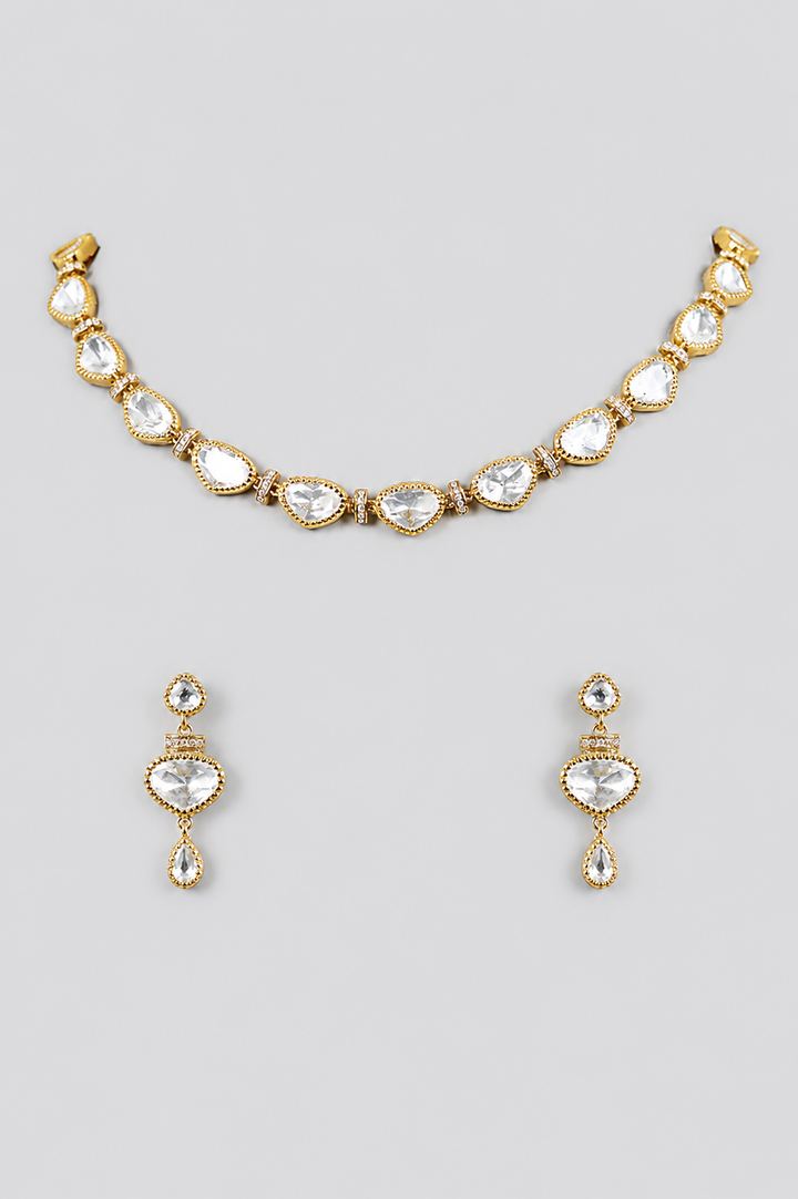 Devanshi Gold Finish Kundan Necklace Set