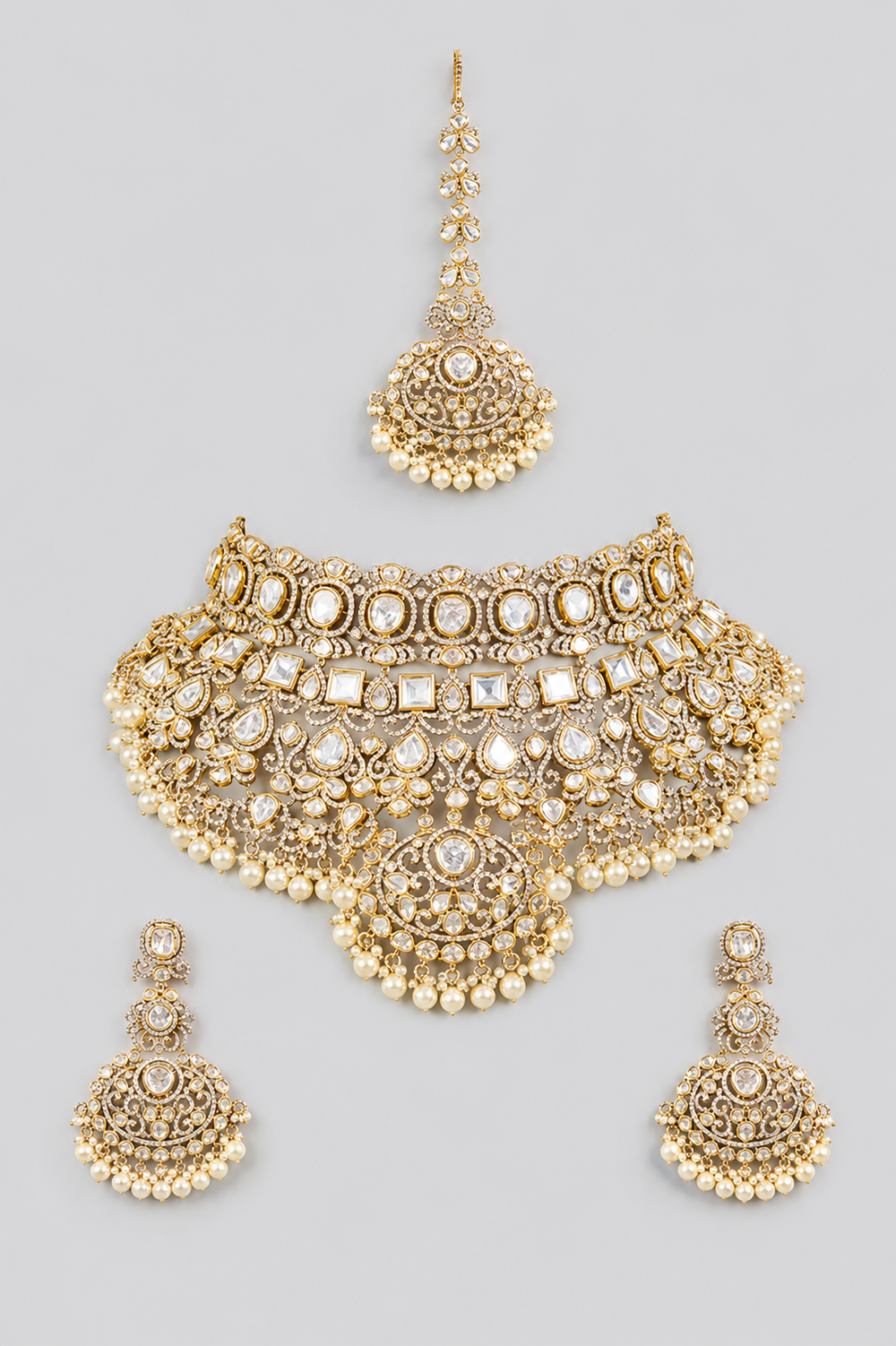 Mrinalini Two Tone Finish Polki Bridal Set - alternate view