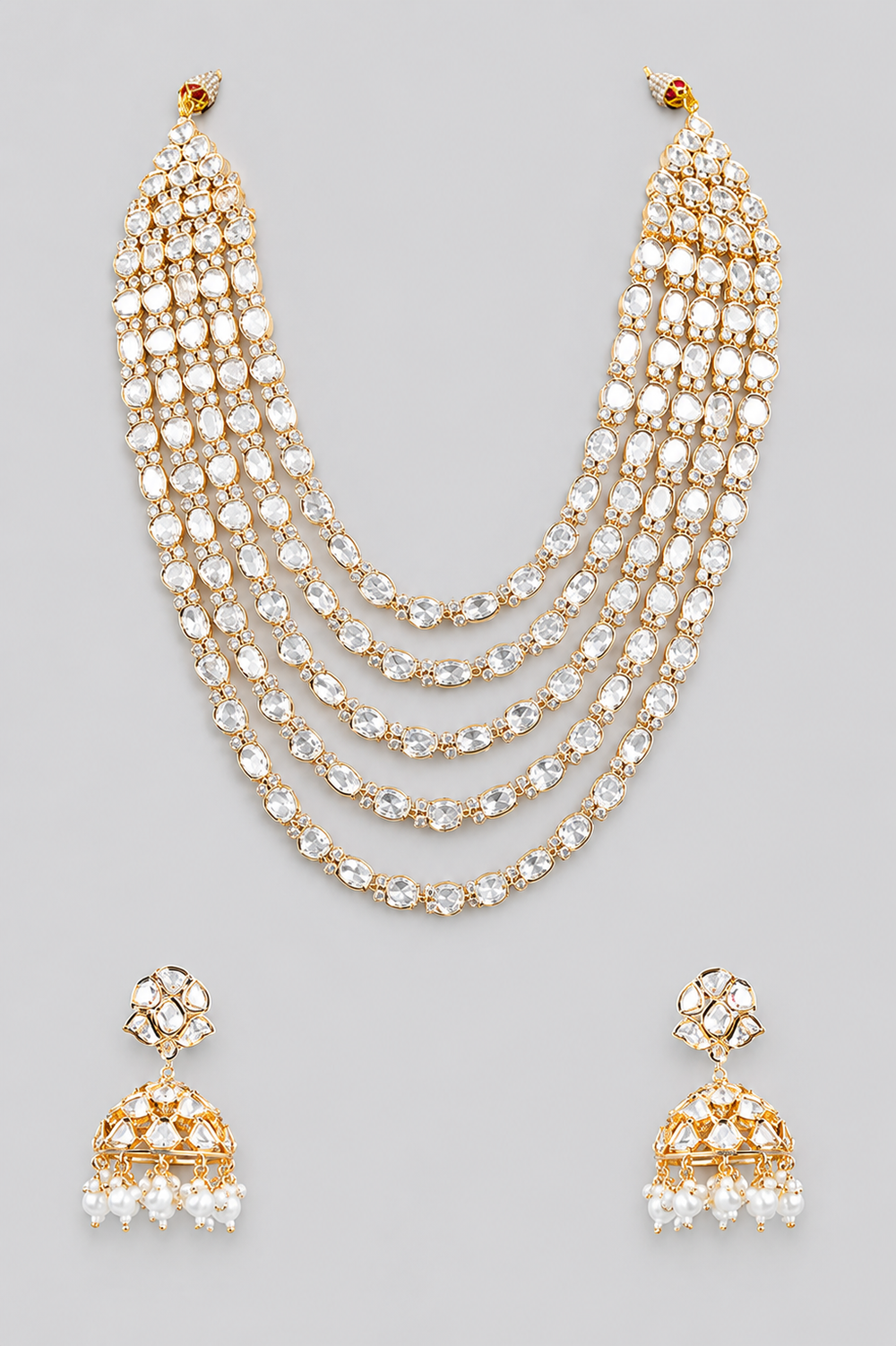 Ruhani Gold Finish Kundan Long Set - alternate view