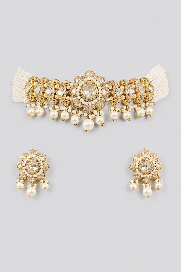 Sharvani Pearl Kundan Choker