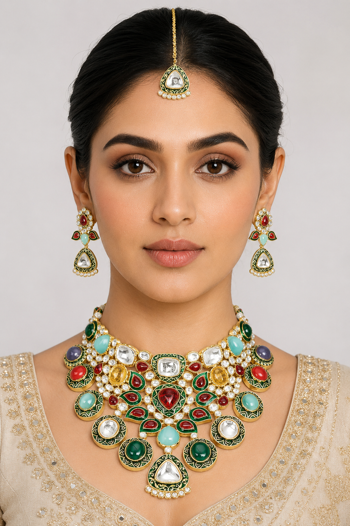 Iqara Green Kundan Bridal Set