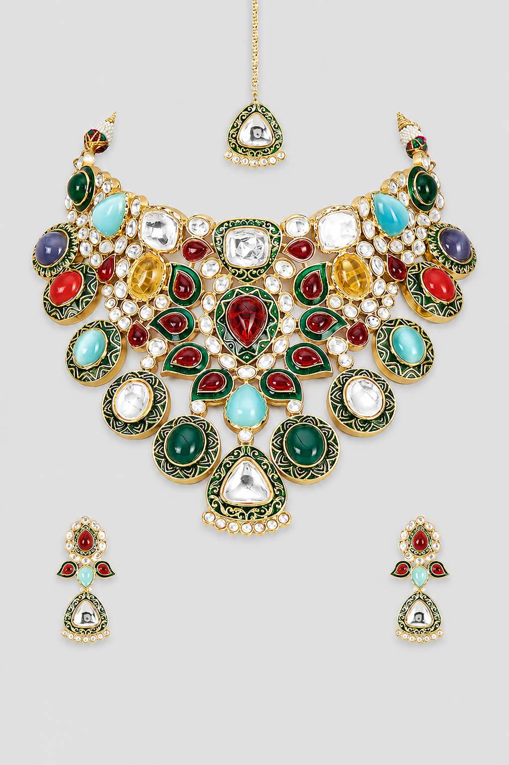 Iqara Green Kundan Bridal Set