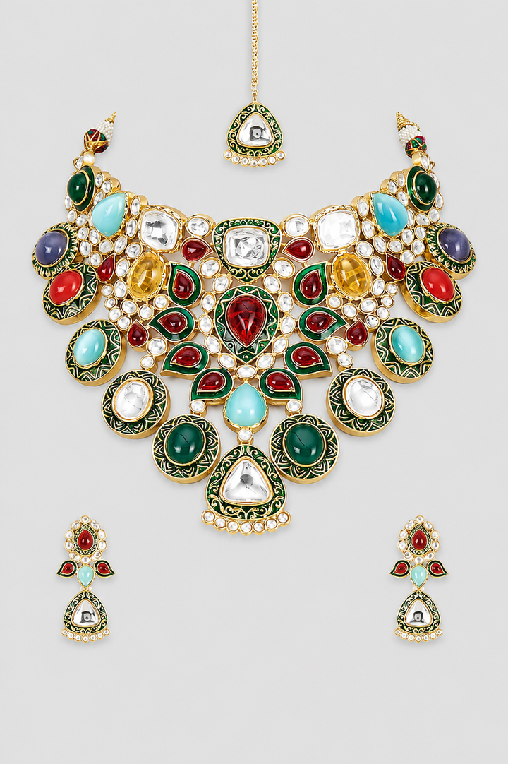 Iqara Green Kundan Bridal Set