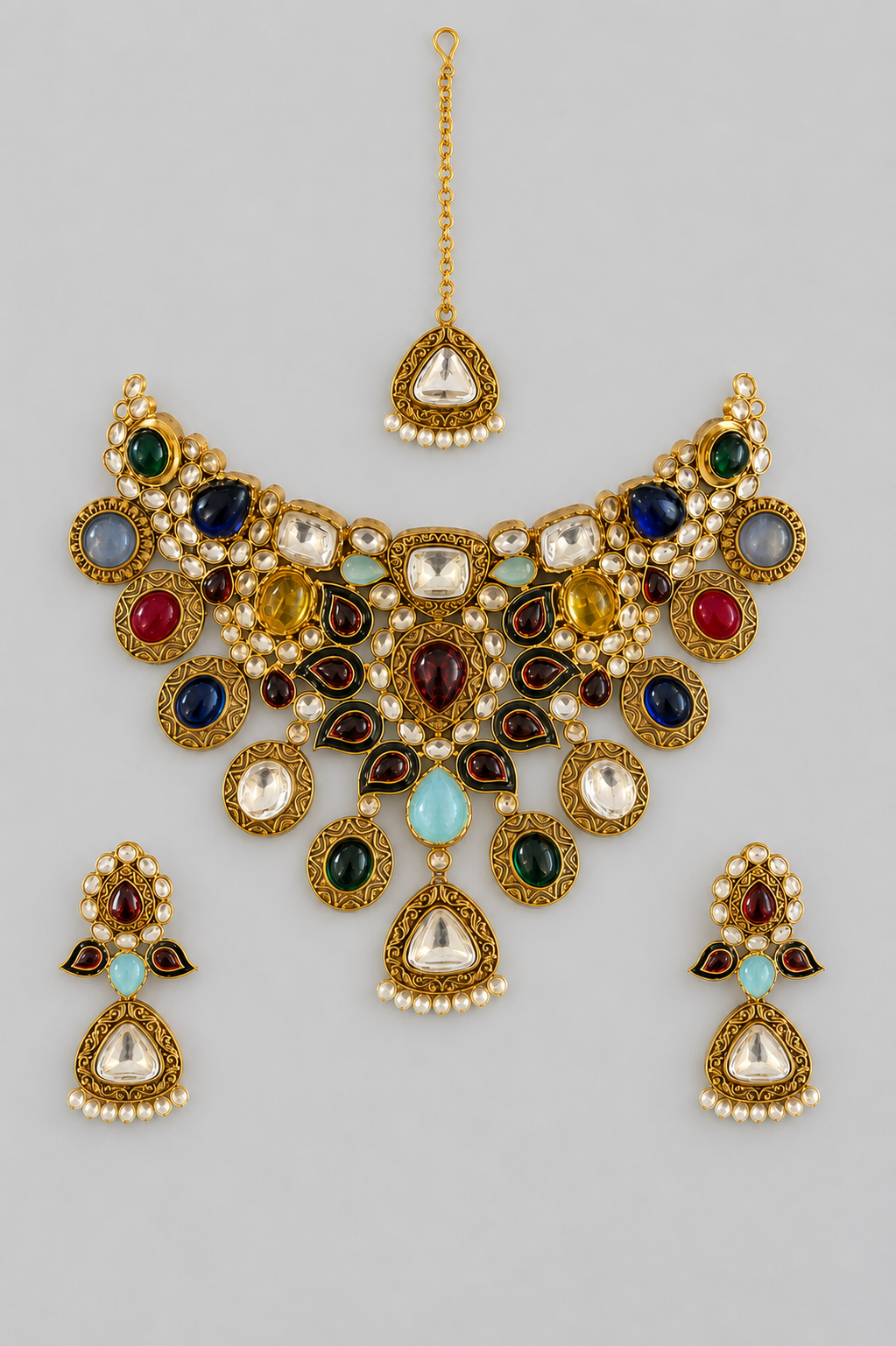 Iqara Golden Kundan Bridal Set