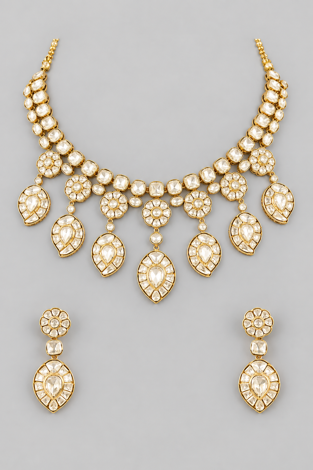 Padmika Golden Kundan Necklace Set - alternate view