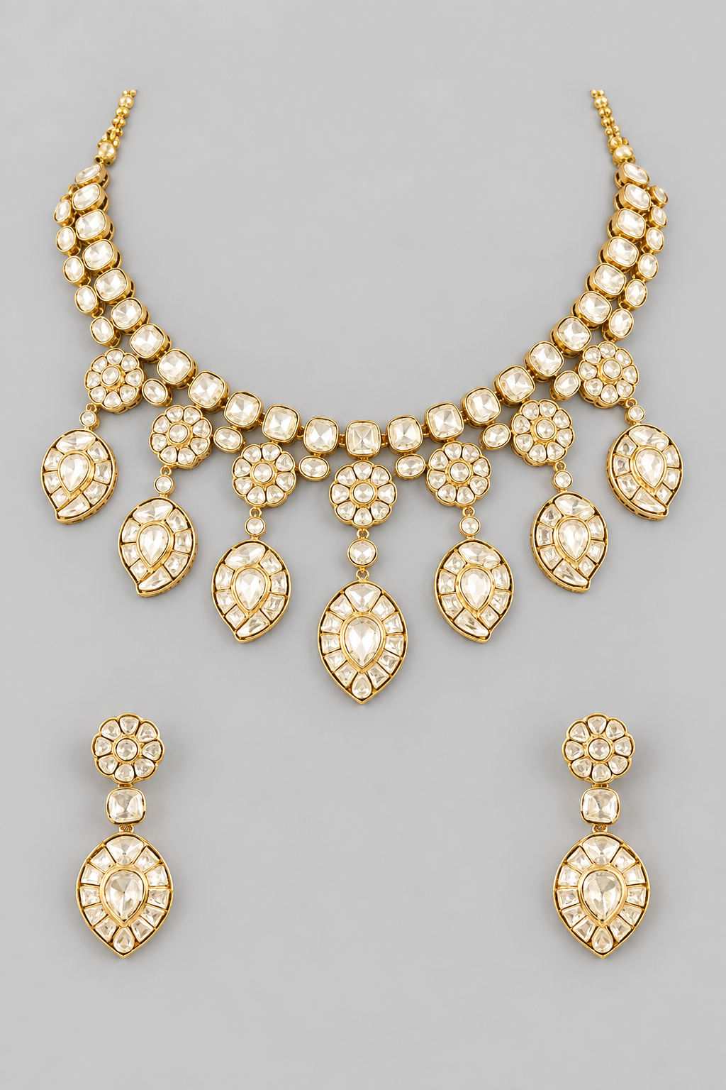 Padmika Golden Kundan Necklace Set