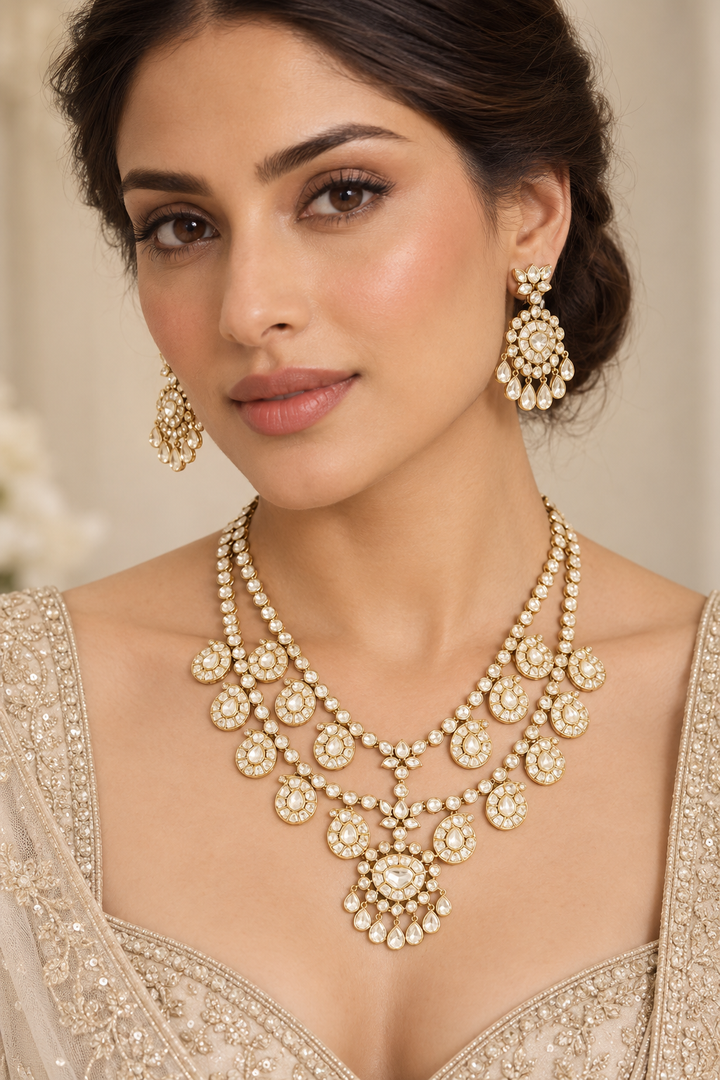 Shivangi Golden Kundan Long Set