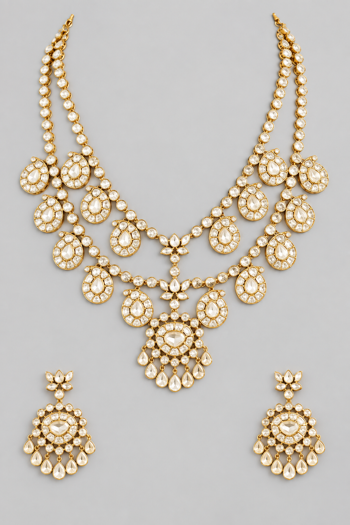 Shivangi Golden Kundan Long Set