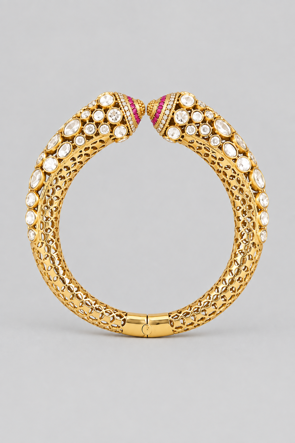 Vartika Gold Finish Red Moissanite Kada