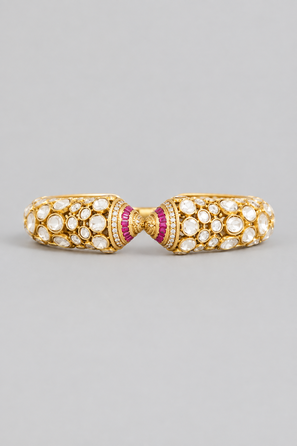 Vartika Gold Finish Red Moissanite Kada