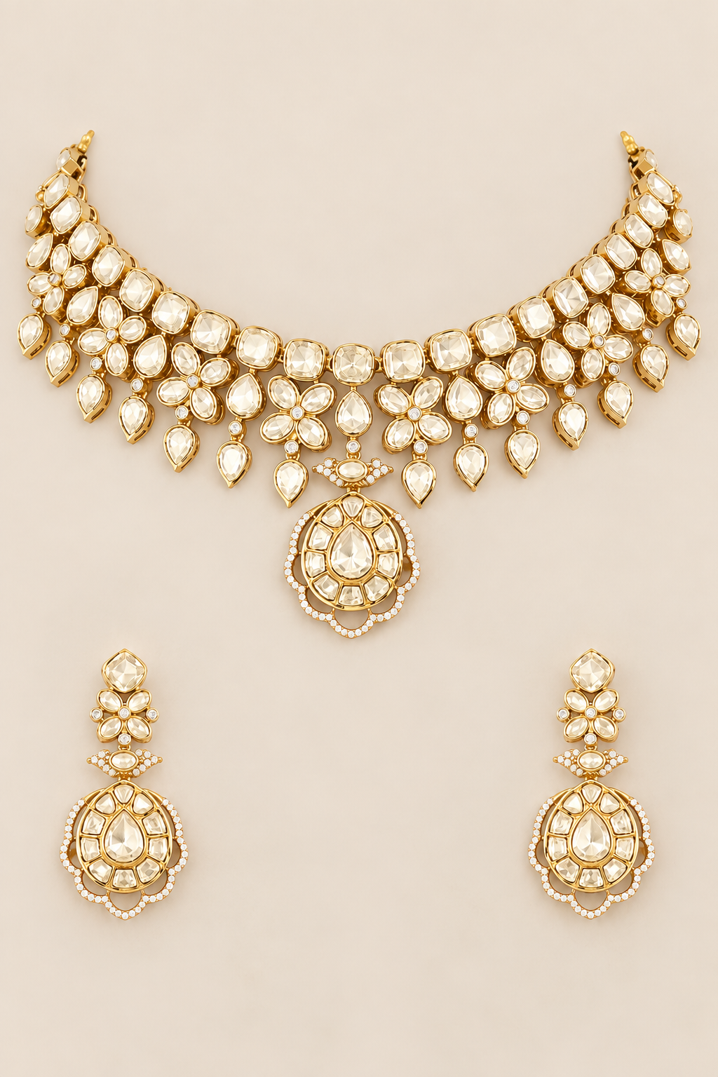 Aditi Golden Kundan Necklace Set