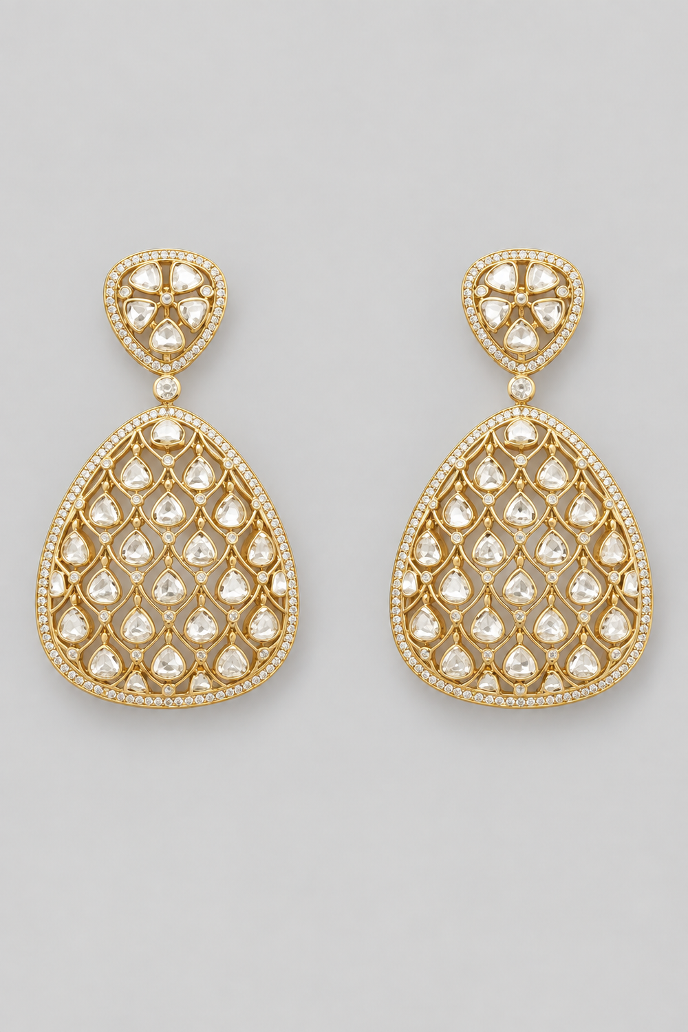 Kavisha Golden Kundan Earrings - alternate view
