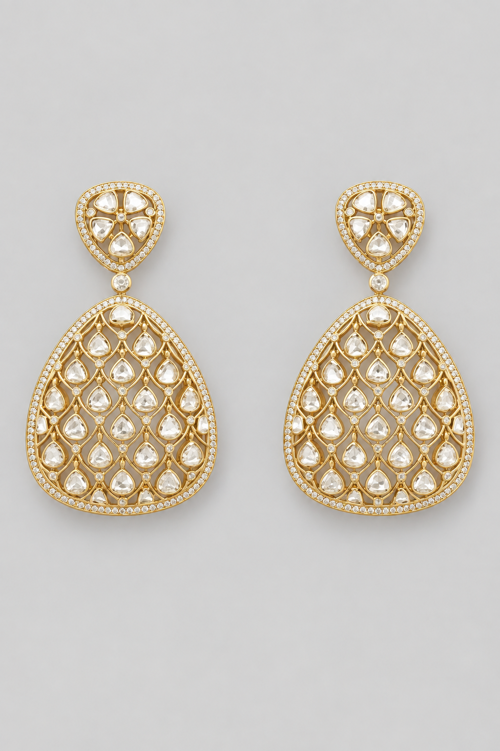 Kavisha Golden Kundan Earrings