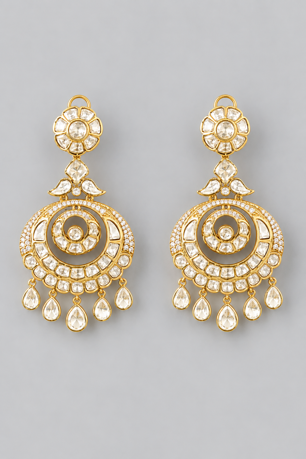 Rohini Gold Finish Kundan Chandbalis - alternate view