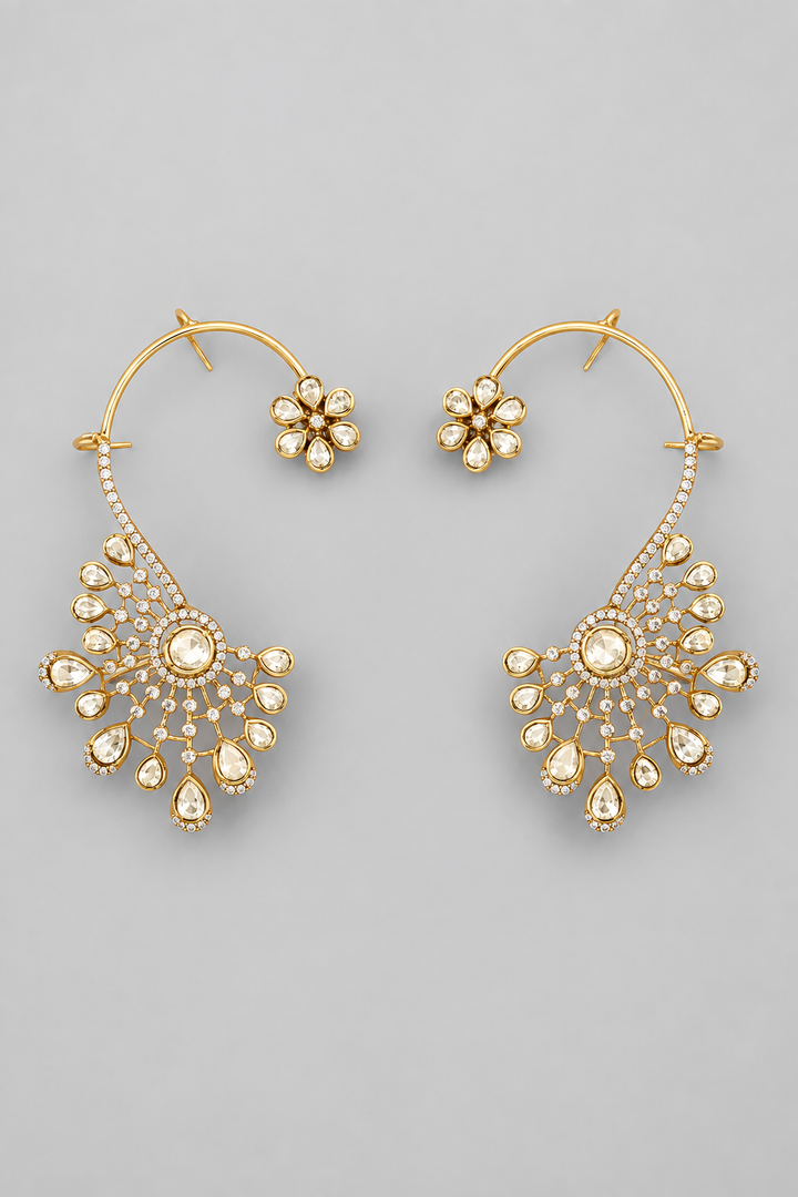 Dharini Gold Finish Kundan Earcuffs