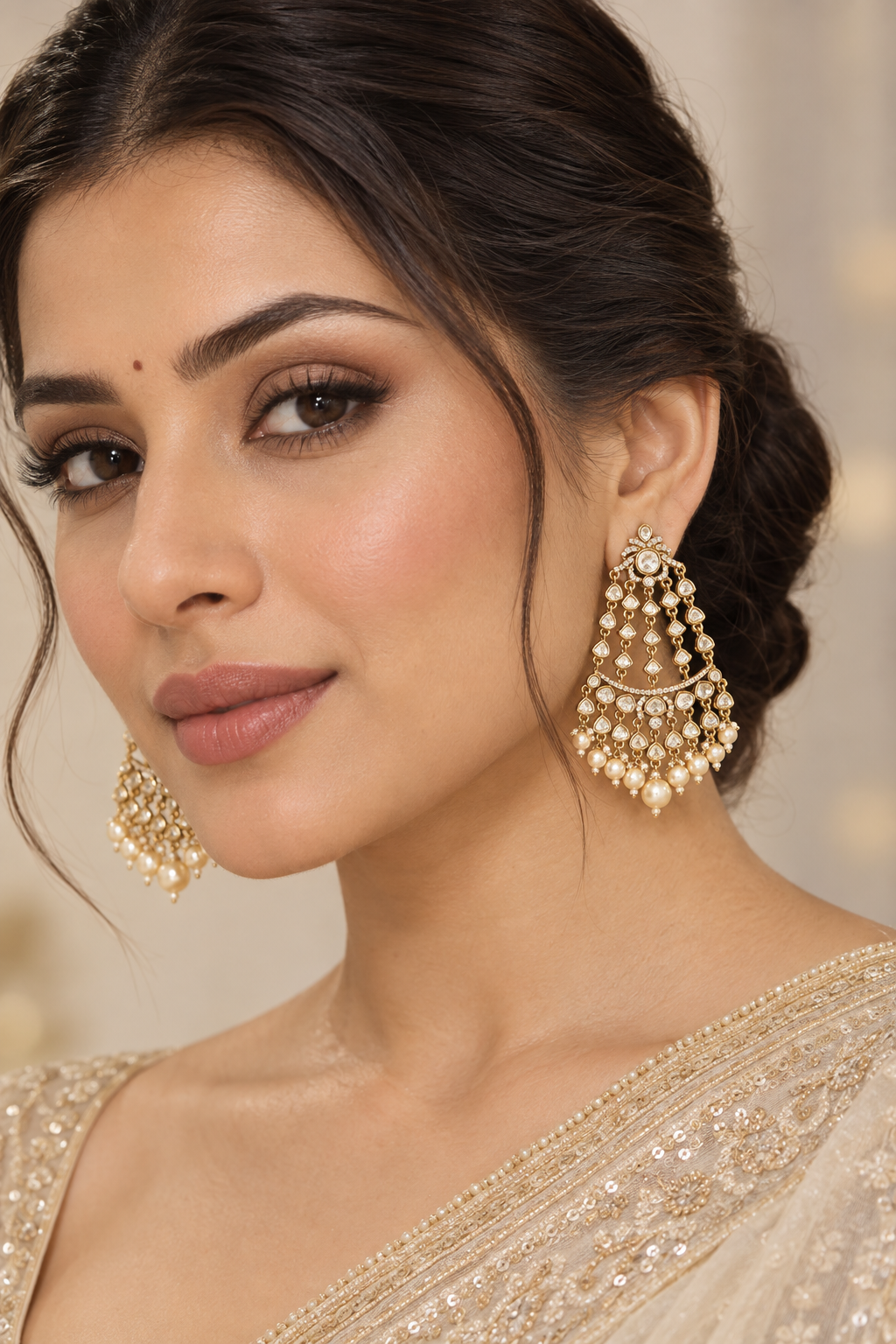 Aarini Two Tone Finsh Polki Earrings